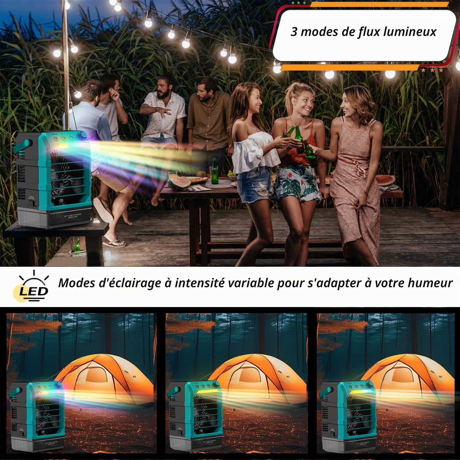 Rozlchar Ventilateur de refroidissement portable compatible avec batterie Makita 18 V (sans batterie) avec entrée USB, ventilateur de camping extérieur avec brume, fonction de synchronisation