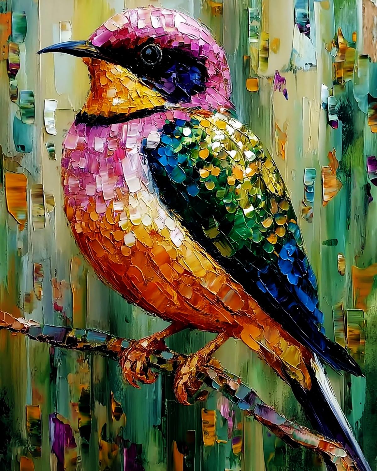 Liubaishi Multicolour Paint By Numbers For Adults, Diy Acrylic Painting Kit, Colourful Bird On Branch, 40X50 Cm Linen Canvas With Brushes