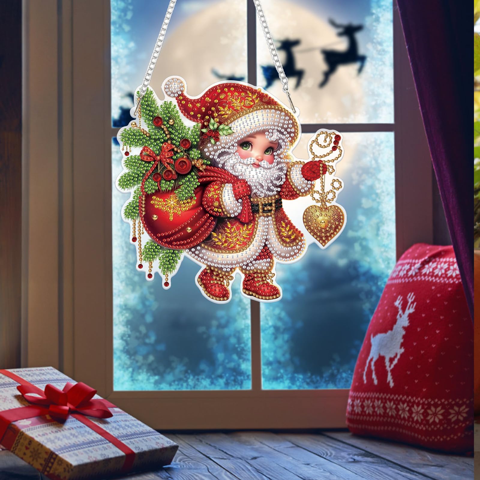 Lxmsja Christmas Diamond Art Hanging Ornaments for Adults Kids Diamond Painting Santa Claus Kits - Image 2