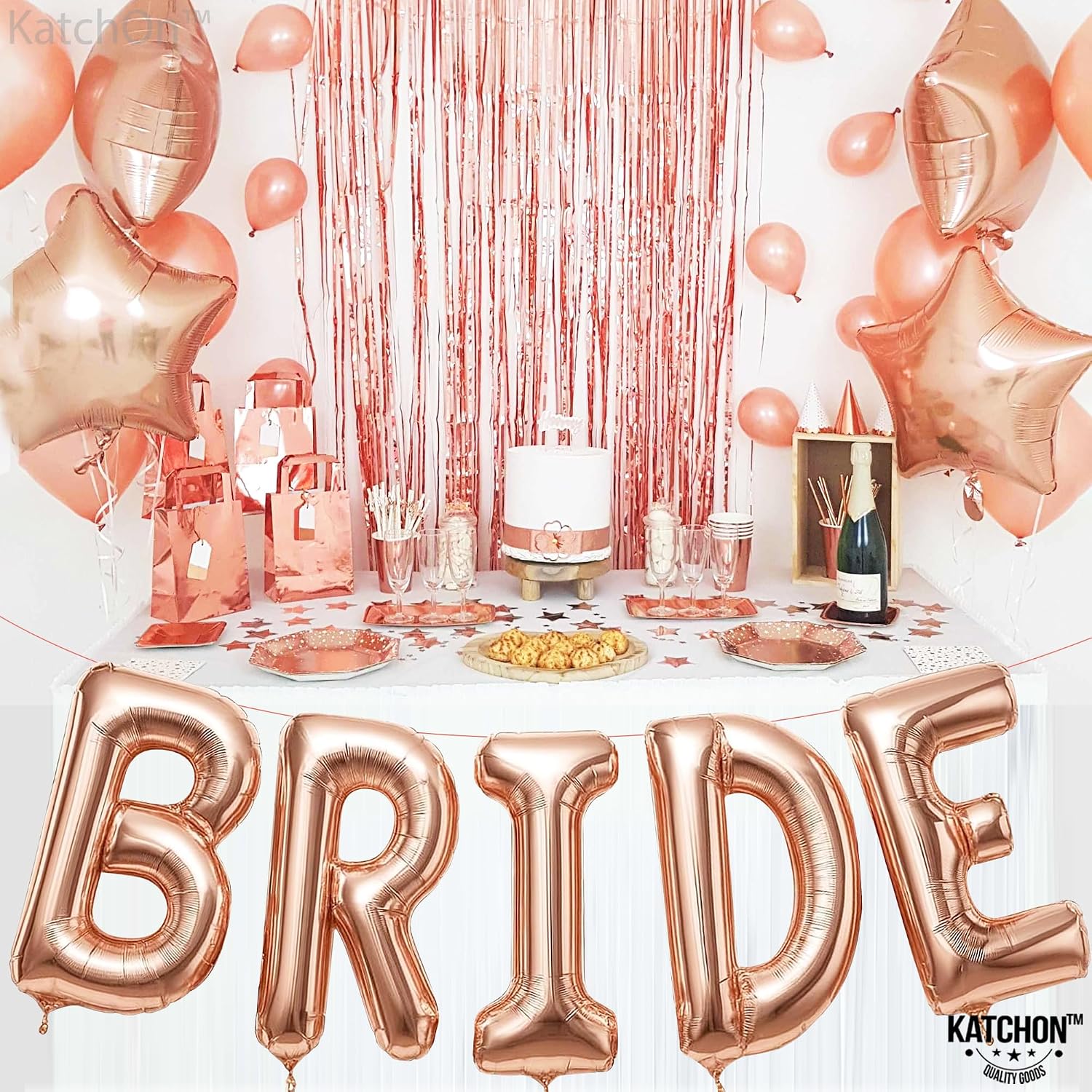 KatchOn, Giant Bride Balloons Rose Gold - 40 Inch | Bachelorette Party Decorations | Rose Gold Bride Balloons for Bridal Shower Decorations | Bridal Shower Balloon | Bachelorette Balloon