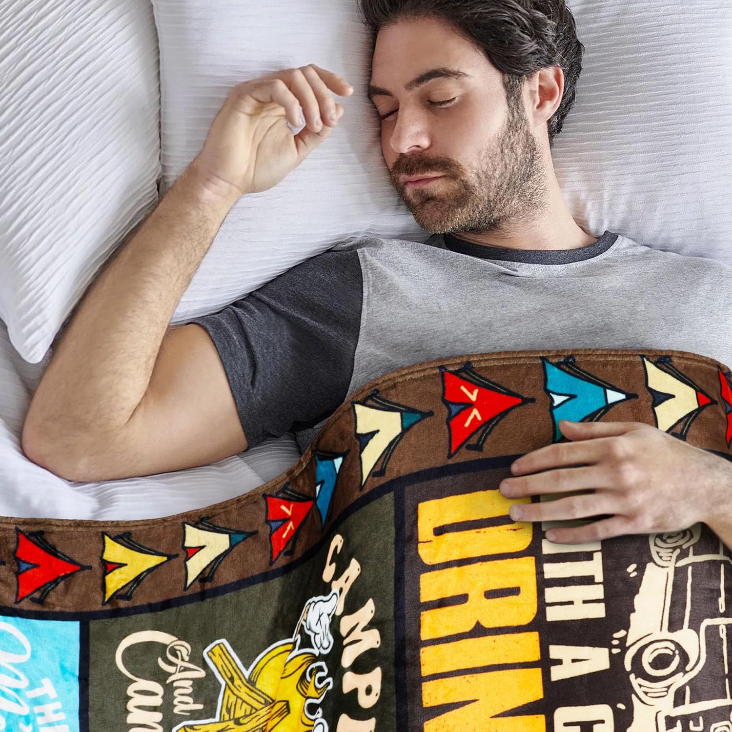 Camping Blanket,Unique Camper Gifts for Camping Lovers,Super Soft Throws Flannel for Camper Outdoor RV Travel Hiking Bed Sofa Couch 60"x50"