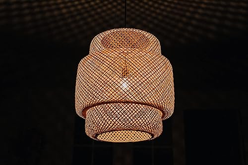 Miniatura 4 de Frontsea Iluminación colgante de ratán para cocina  Pantalla de bambú hecha a mano  Decoración bohemia de madera  Lámpara de techo colgante moderna
