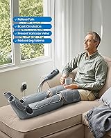 Vista 6 de RENPHO Leg Compression Massager, Leg Massager Calf Massager for Circulation and Pain Relief, Effective for Father Mother Reduce Swelling, Grey Negro