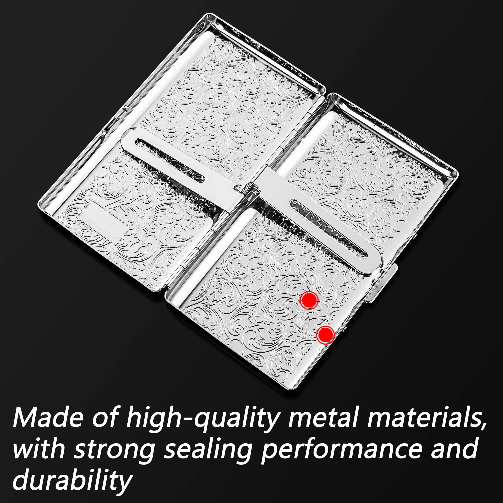 Goshentech Étui rétro en métal à motif losange, 14 capacités, plaqué argent antique, double face, pour cartes bancaires, caisse (King size 100 mm) (argent antique