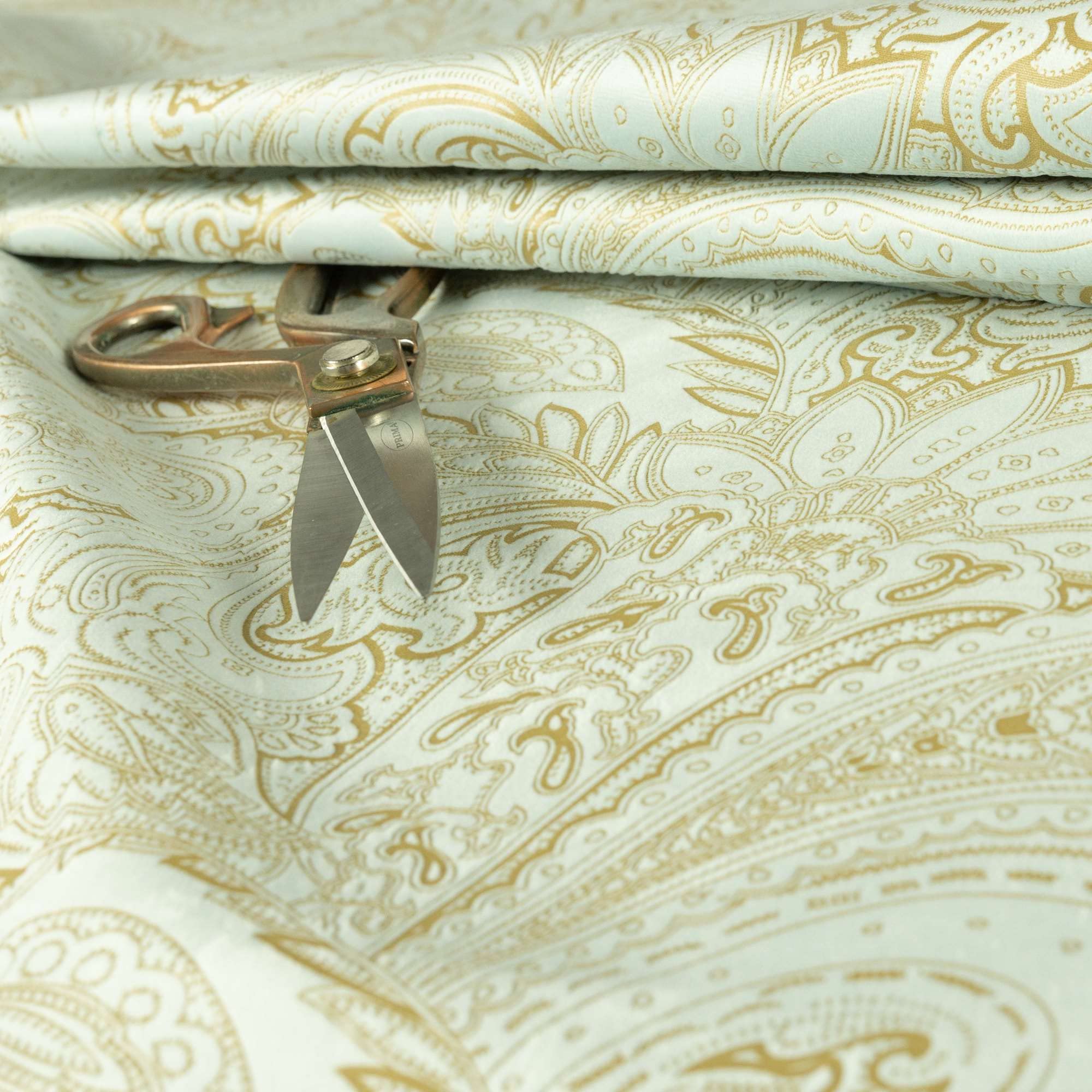 Redbrick Mill Fabrics Flame Retardant Laser Cut Damask Paisley Soft Velveteen Velvet Upholstery Fabric by The Metre, 135cm, Light Blue (Per Metre)