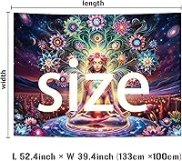 Vista 8 de Dermijer - Tapiz de luz negra con siete chacras para yoga y meditación - Tapiz de chacras de flores - Tapiz de galaxia, espacio y planetas - Tapiz