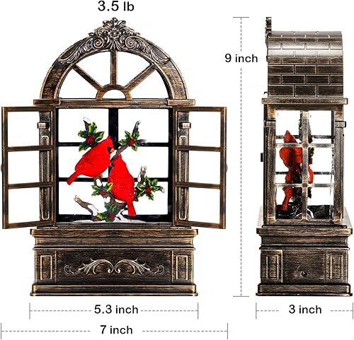 Miniatura 5 de Linterna de globo de nieve cardenal, globos de nieve de Navidad, forma de ventana arqueada, decoraciones navideñas para interiores para el hogar,