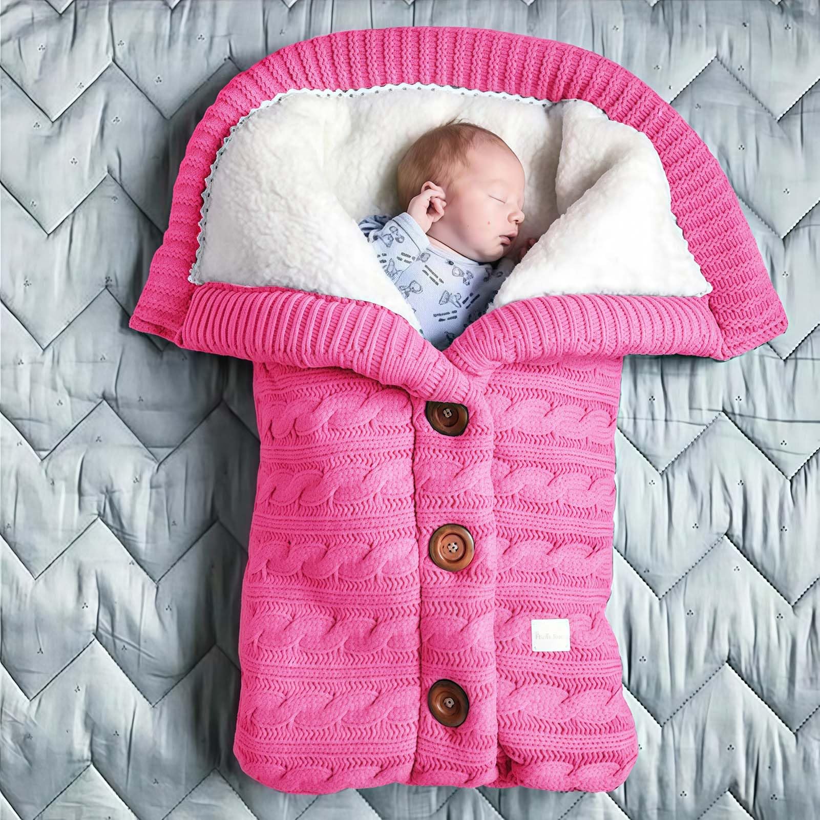 Copertina per Neonati, Morbida Copertina in Pile Lavorato A Maglia per Neonati, Tutine per Bambine E Bambini, Foderato in Pile, per Lettino Viaggio Seggiolino Auto Carrozzina