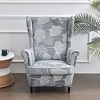 Vista 8 de Eco-Ancheng Funda para silla Wingback, 2 piezas, respaldo de ala, fundas de elastano para sillón con respaldo de ala, fundas para sillón con parte