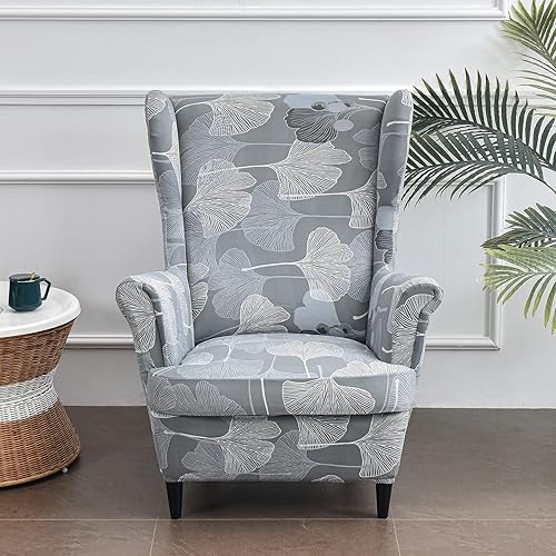 Miniatura 8 de Eco-Ancheng Funda para silla Wingback, 2 piezas, respaldo de ala, fundas de elastano para sillón con respaldo de ala, fundas para sillón con parte