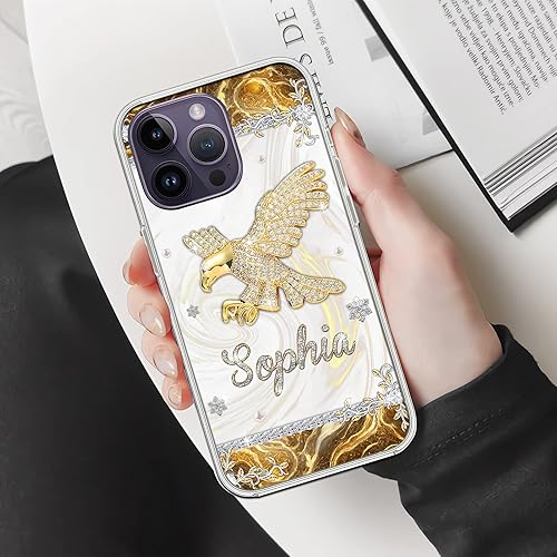Miniatura 4 de Funda protectora personalizada con nombre de Eagle Jewelry Style compatible con iPhone 15 14 13 12 11 X Xs Xr 8 7 6s Mini Pro Max