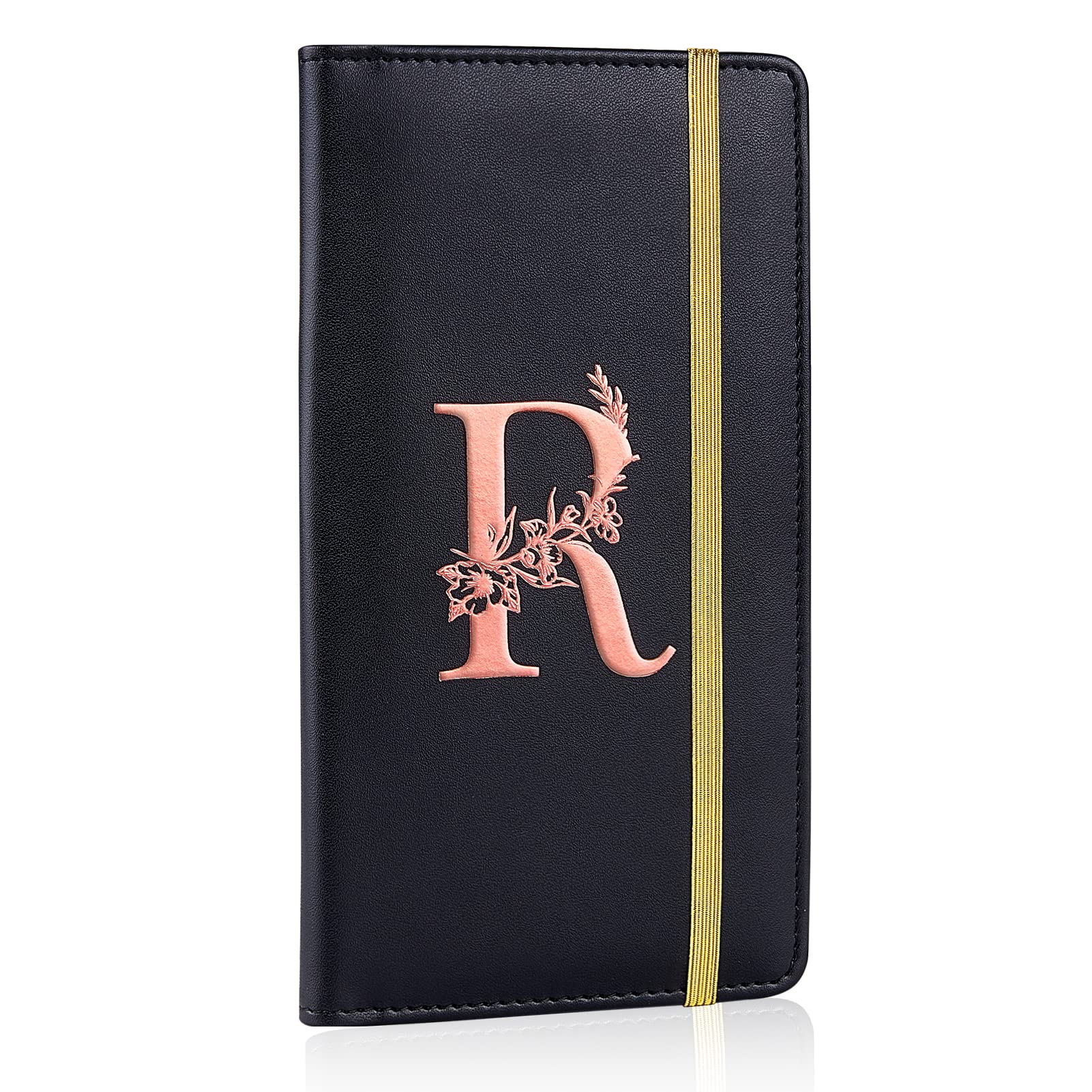 MHJY Checkbook Covers for Personal Checkbook, RFID Blocking Checkbook Holder Alphabet Checkbook Cover for Duplicate Checks, Black R