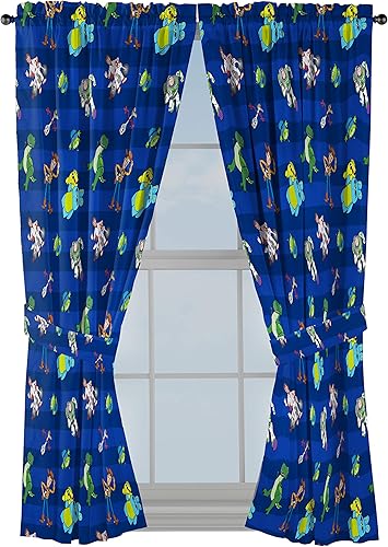 Disney Toy Story Buzz & Woody - Cortinas de 63 pulgadas, hermosa decoración de habitación y fácil de instalar, ropa de cama con Forky, Ducky y
