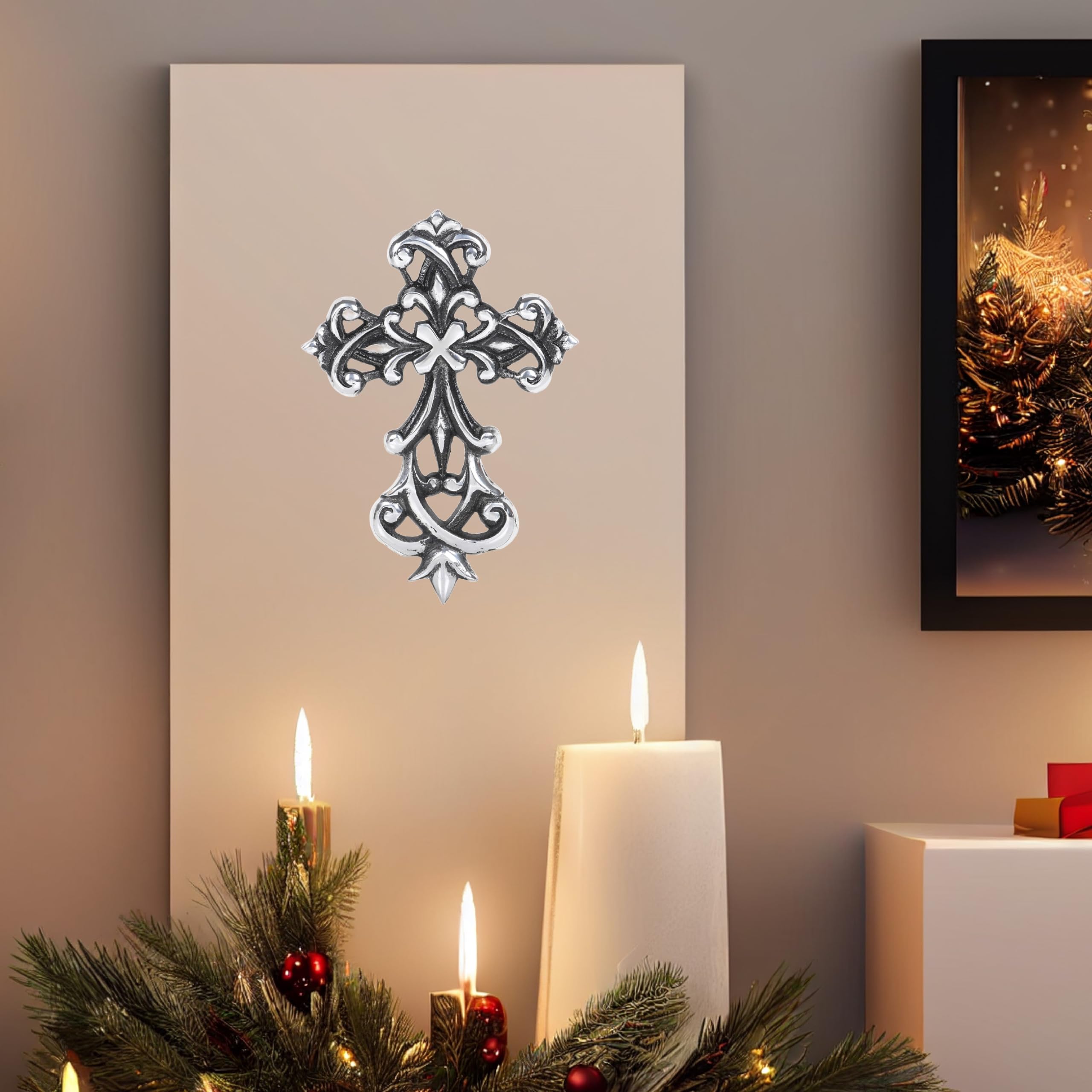 Castleore Cruz De Metal Cristiana Religiosa Para Colgar En La Pared, Ideal Para El Hogar, La Oficina Y Como Regalo, Acabado Antiguo, Tamaño L 8.9 Pulgadas De Ancho Y 6 Pulgadas