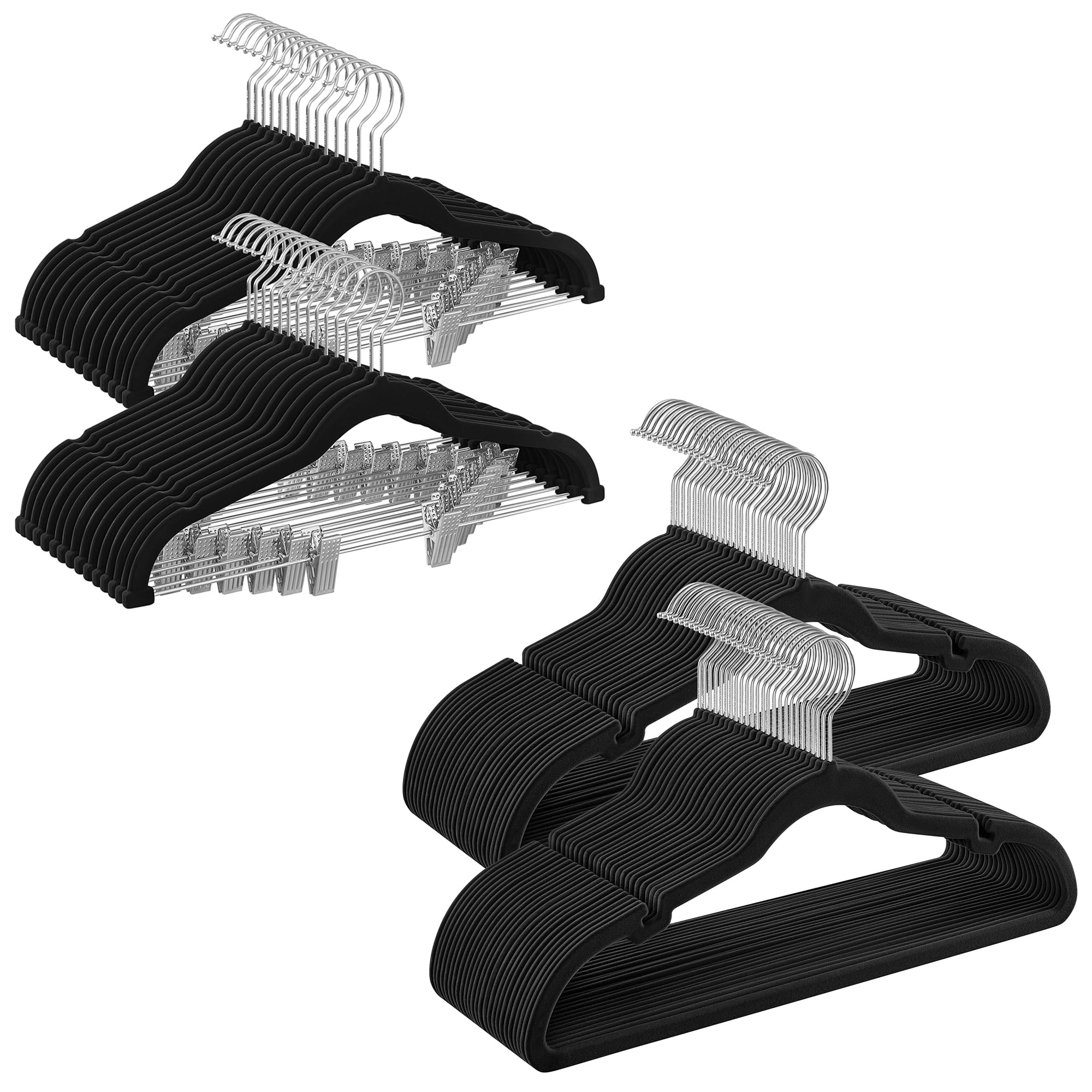 SONGMICS Velvet Hangers Bundle: 50 Non-Slip + 30 Clips