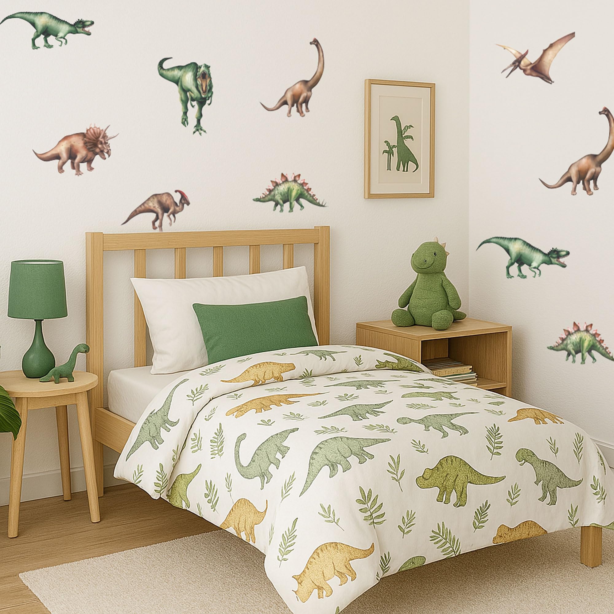 Stickerscape Jurassic Dinosaurs Jurassic Dinosaur Wall Stickers – Kids’ Room & Nursery Décor – 14 Removable Dinosaur Stickers – Easy To Apply & Renter-Friendly