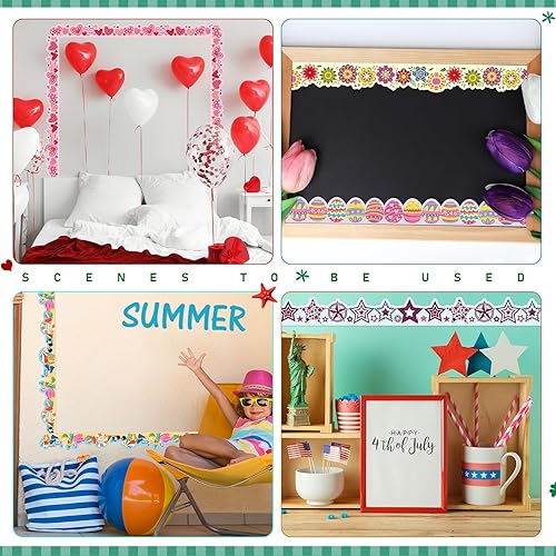 Miniatura 7 de Geyee 360 tableros de anuncios navideños, decoración para el día de San Valentín, primavera, Pascua, verano, borde festoneado, bordes de aula,