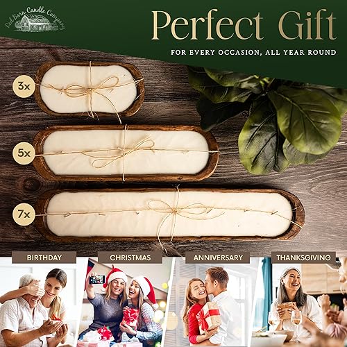 Miniatura 8 de Red Barn Candle Company Velas de tazón de masa de madera, cera de soja 100% natural y aceite esencial, eliminadoras de olores y seguras para