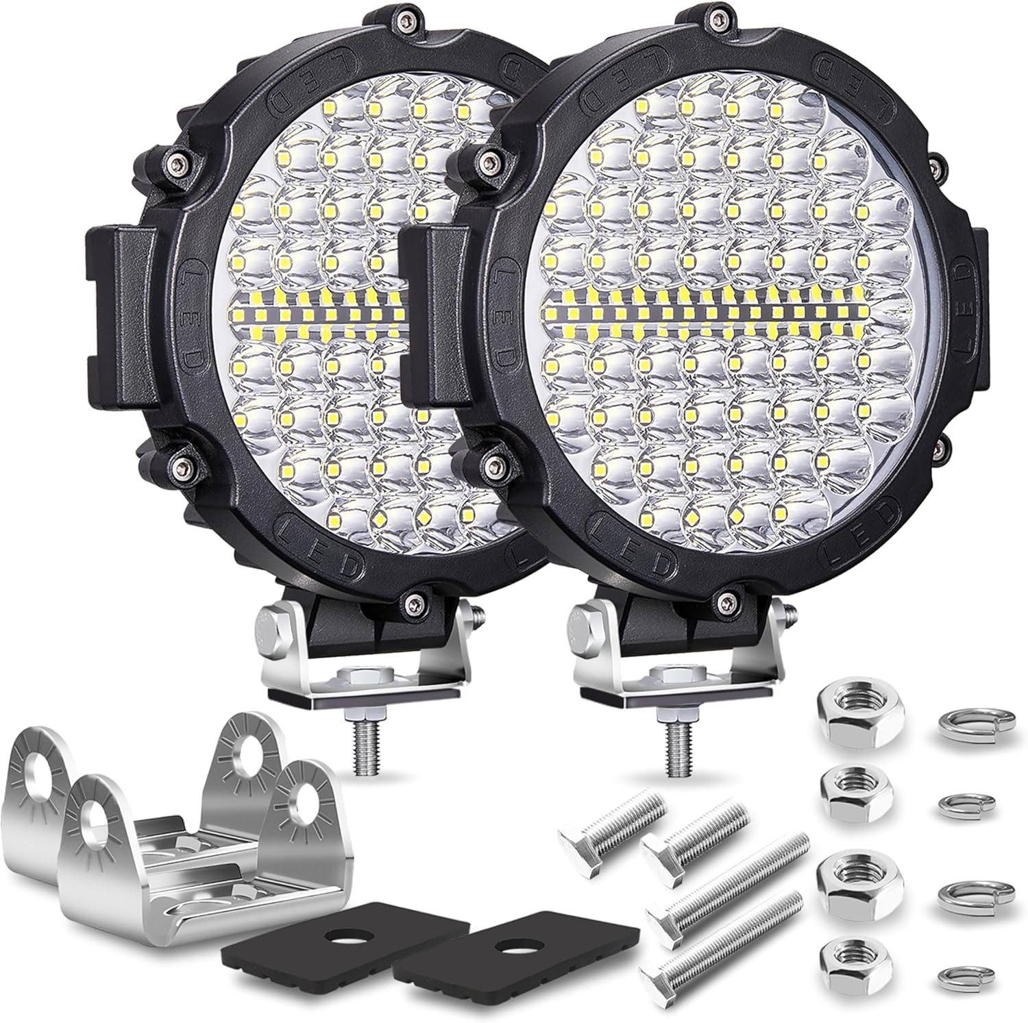 7 Inch Round LED Off Road Lights, 210W 10000lm LED Work Lights for Truck Jeep ATV UTV RV SXS Offroad Car Driving Headlight, Off-Roading Fog Tractors Lights Flood Spot Beam, 2 Pack