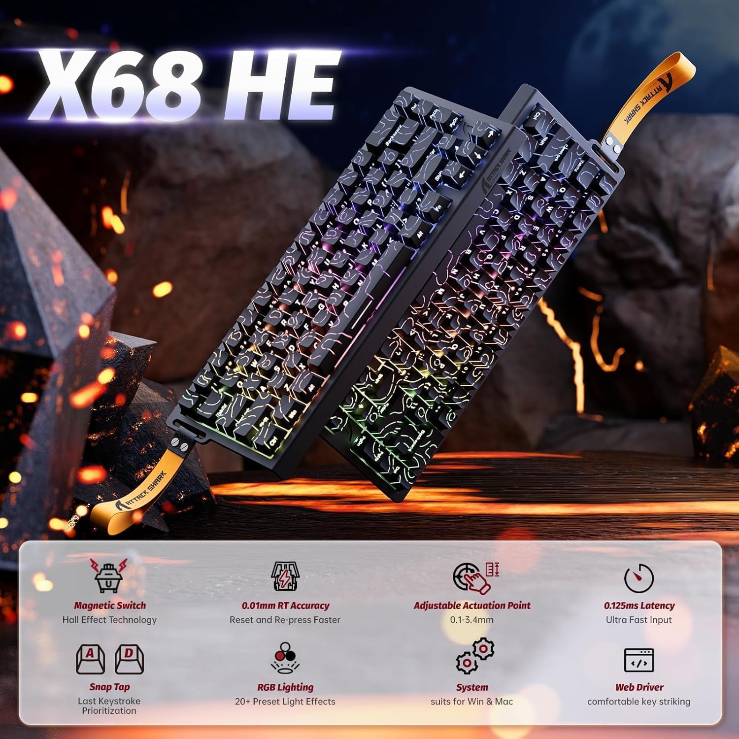 Amazon | ATTACK SHARK (アタックシャーク) X68 HE 60% 有線ゲーミング
