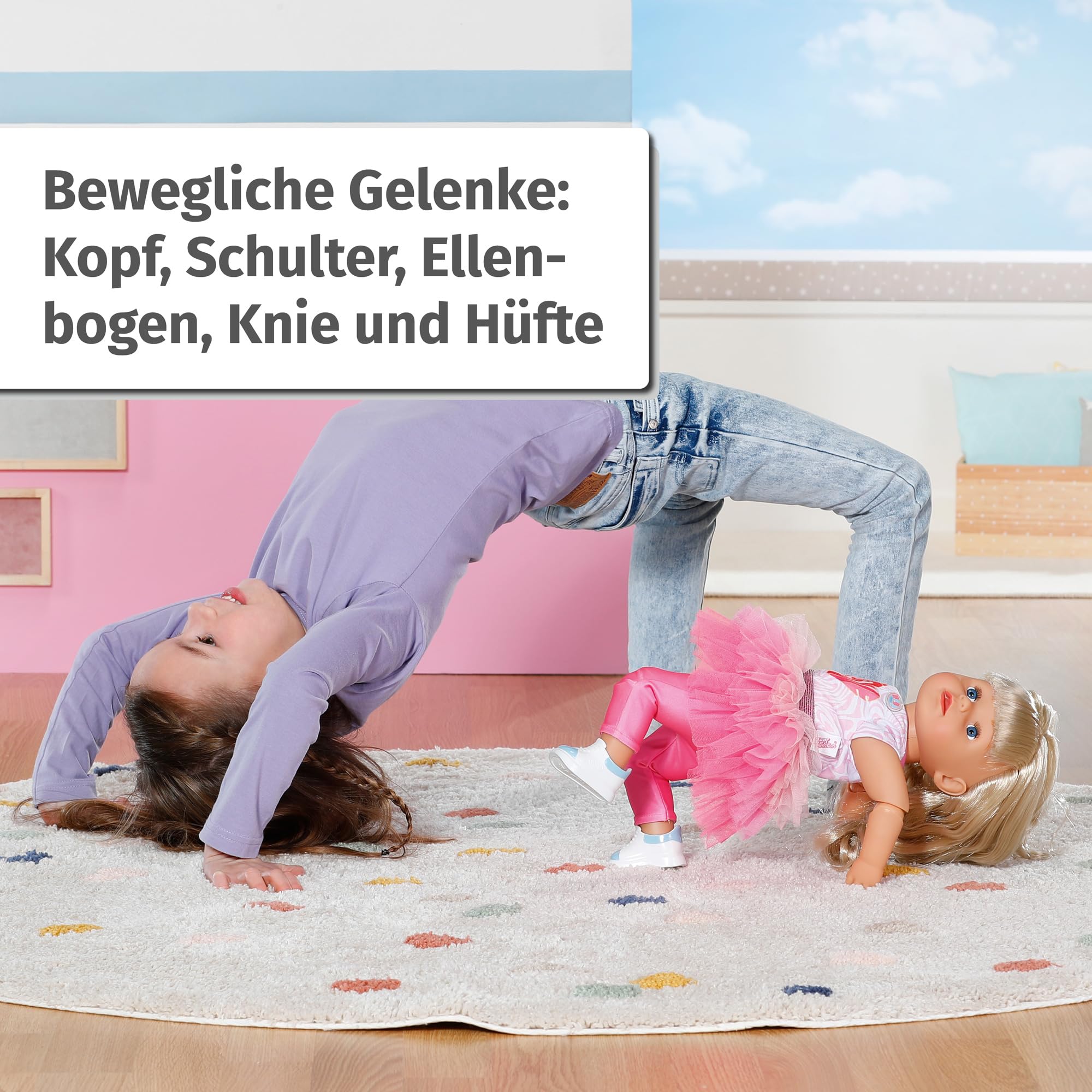 BABY born Sister Play & Style, Puppe mit Haaren und 6 Funktionen für Kinder ab 4 Jahren, funktioniert ohne Batterie, 835401 Zapf Creation, Schwarz