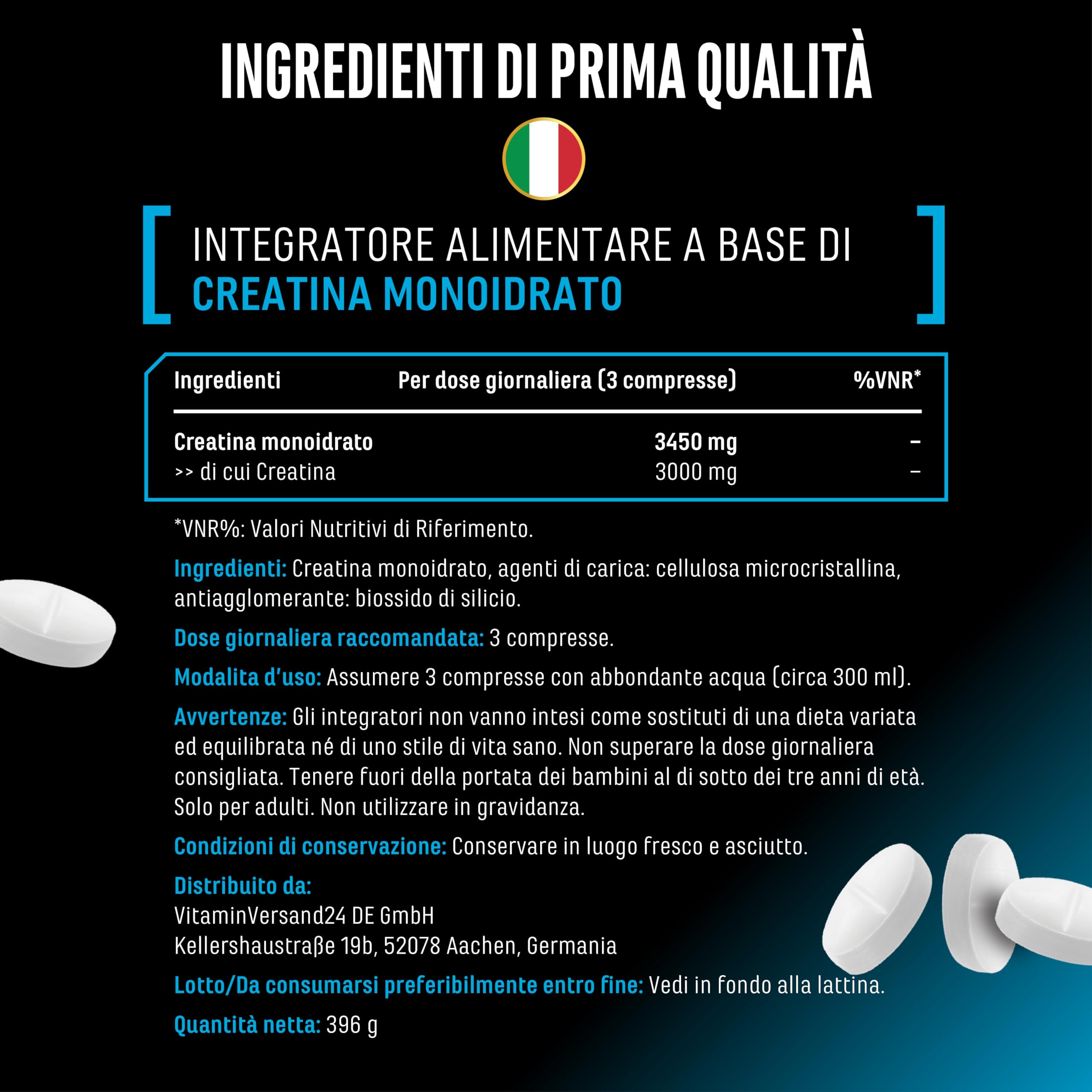 Creatina Ultra Tabs - 300 compresse con 1150 mg di creatina monoidrato pura ciascuna - 100 applicazioni - Premium: Ultrafine + fattore di maglia 200 - Altamente dosata - Vegan