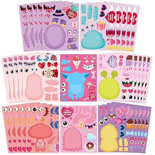 CY2SIDE Funny Monster Face Stickers - 40PCS Pink Monster Make