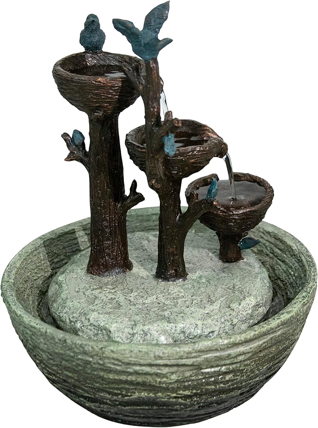 Hi-Line Gift Ltd. Birds Playing Fountain Indoor for Tabletop Décor, Multicolor