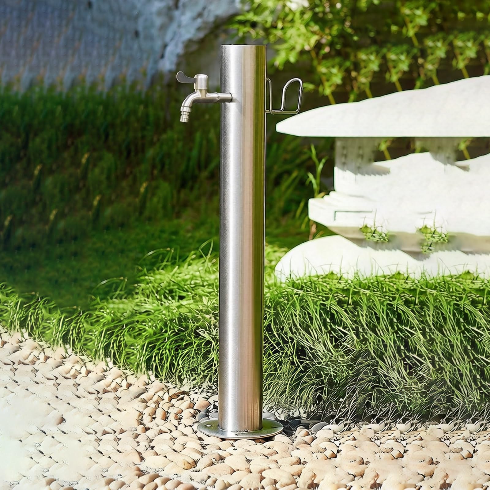 Colonne de robinet d'eau verticale inox avec isolation antigel intégrée