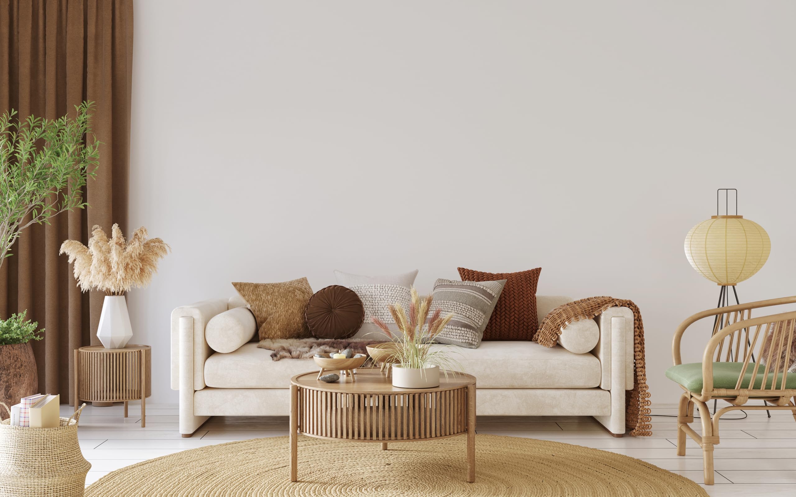 Tapis rond en jute tissé à la main 100 % fibre naturelle - Motif bohème ethnique moderne - Couleur naturelle - Pour salon, chambre à coucher, couloir (250 cm) - EKR-J101