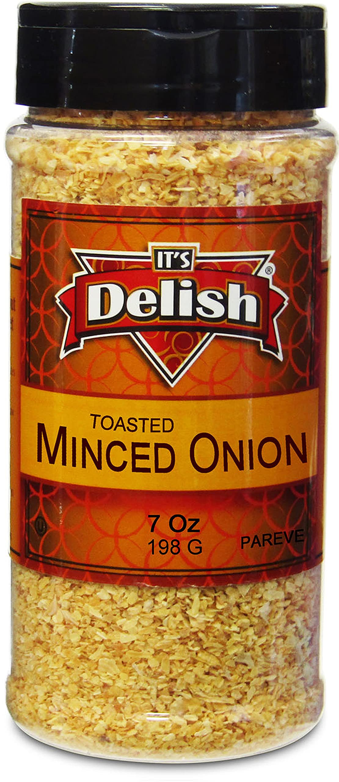 It's Delish Gourmet Toasted Minced Onion by Medium Jar 7 OZ –Freshly Packed Roasted Chopped Onion for Cooking, Baking, Seasoning– No Preservatives, No artificial Flavor Added, Certified Kosher, Vegan