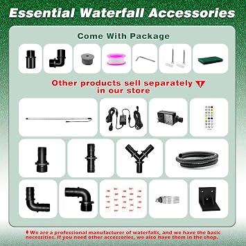 Waterfall Pool Fountain LONGRUNNEW 304 Stainless Steel 35.4 Rectangular Waterfall Spillway, Water Fall Fountain with Pipe Connector for Garden Outdoor, Swimming Pools, Fountains, Pond and Spa
