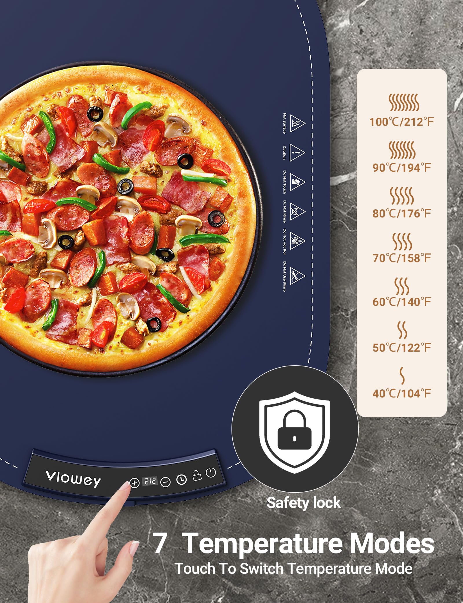 Warming Mat for Food?Food Warming Mat, Electric Warming Tray with 7 Temperatures Setings and 4 Hours Timer?Heating Fastly in 10s?Portable Food Warmers for Buffets Party?Family Gatherings (Blue)