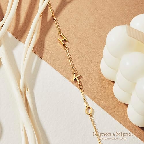 Miniatura 3 de MignonandMignon Sideways Tiny Initial Necklace  Off Center Letter  Personalized Name  Mothers Day Perfect Gift for Mom -SIN