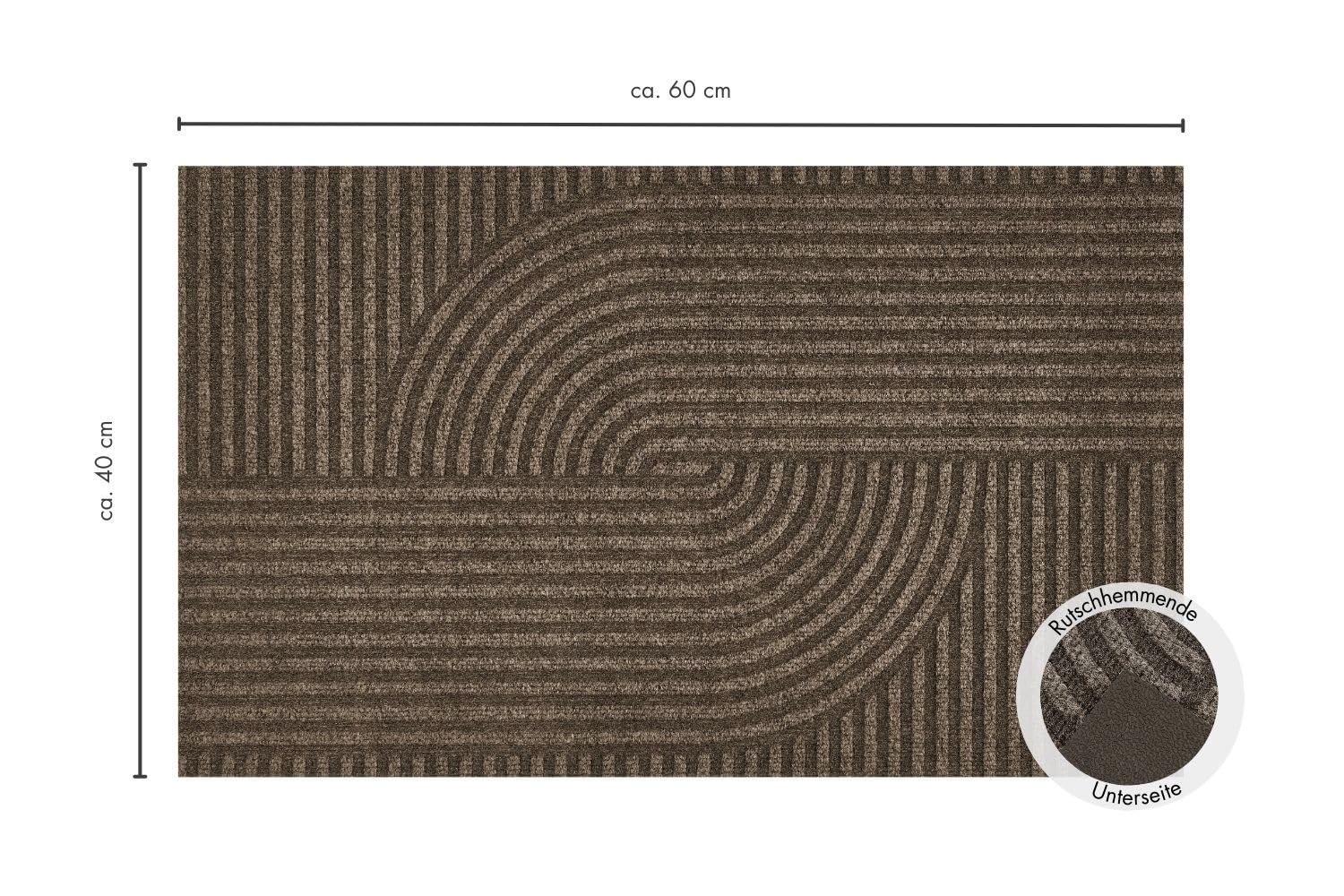 andiamo Felpudo Yukon – Felpudo Lavable y Antideslizante para Entrada – Moderno patrón geométrico Adecuado para Robot Aspirador, 40 x 60 cm, marrón