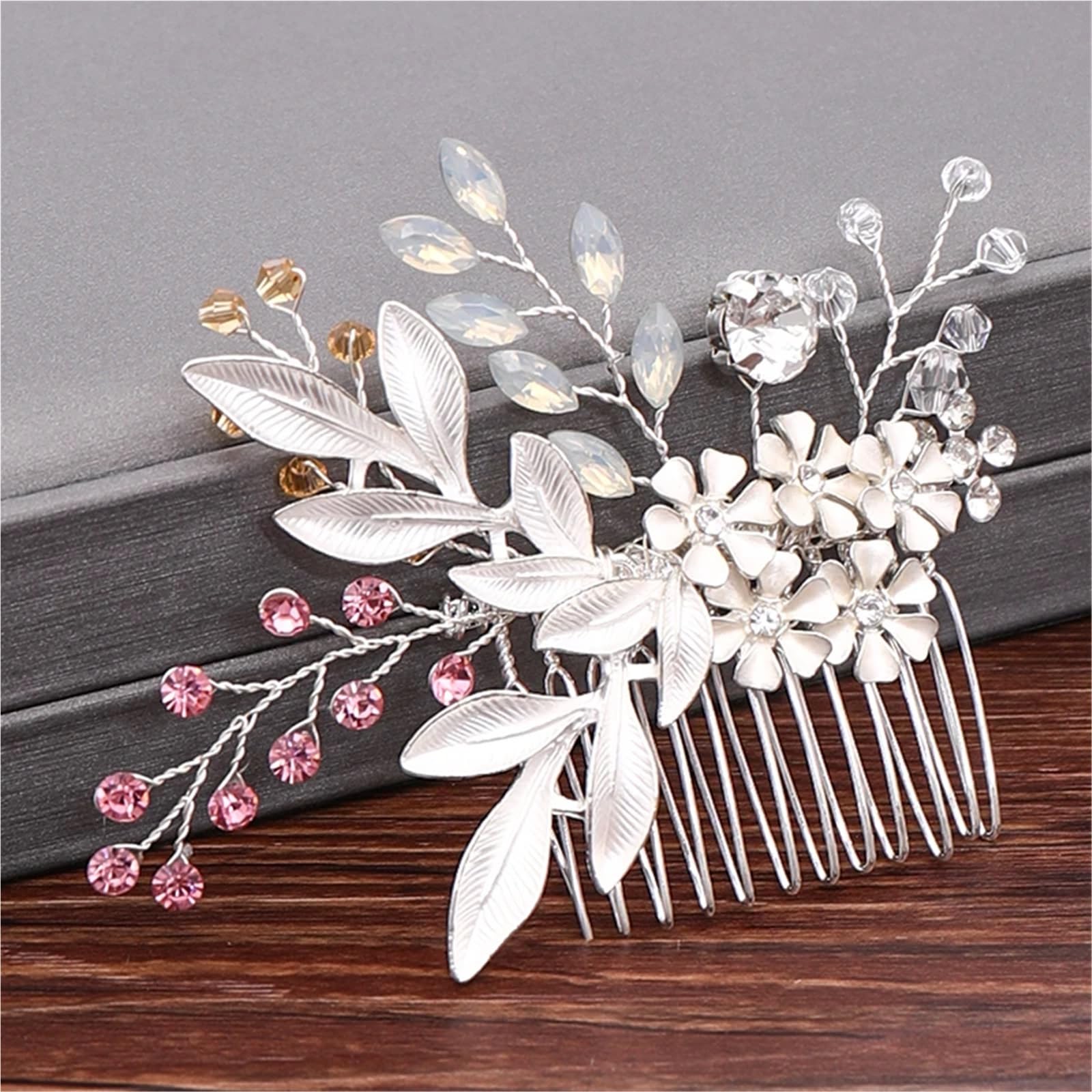 Pettini for capelli da sposa Accessori da sposa for gioielli da donna Testa di strass perla color argento(Silver)