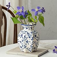 SEUYUCL 6 Inch Blue White Chinoiserie Ceramic Vase - Vintage Floral Porcelain Vase for Farmhouse Rustic Home Decor Shelves Centerpieces