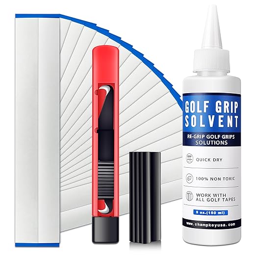 Champkey premium grip repair kits for regripping golf clubs | come with hook knife, 15 professional tapes, golf solvent and rubber vise clamp