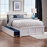 AFI, Madison Full Platform Bed with Matching Footboard & Full Trundle, White