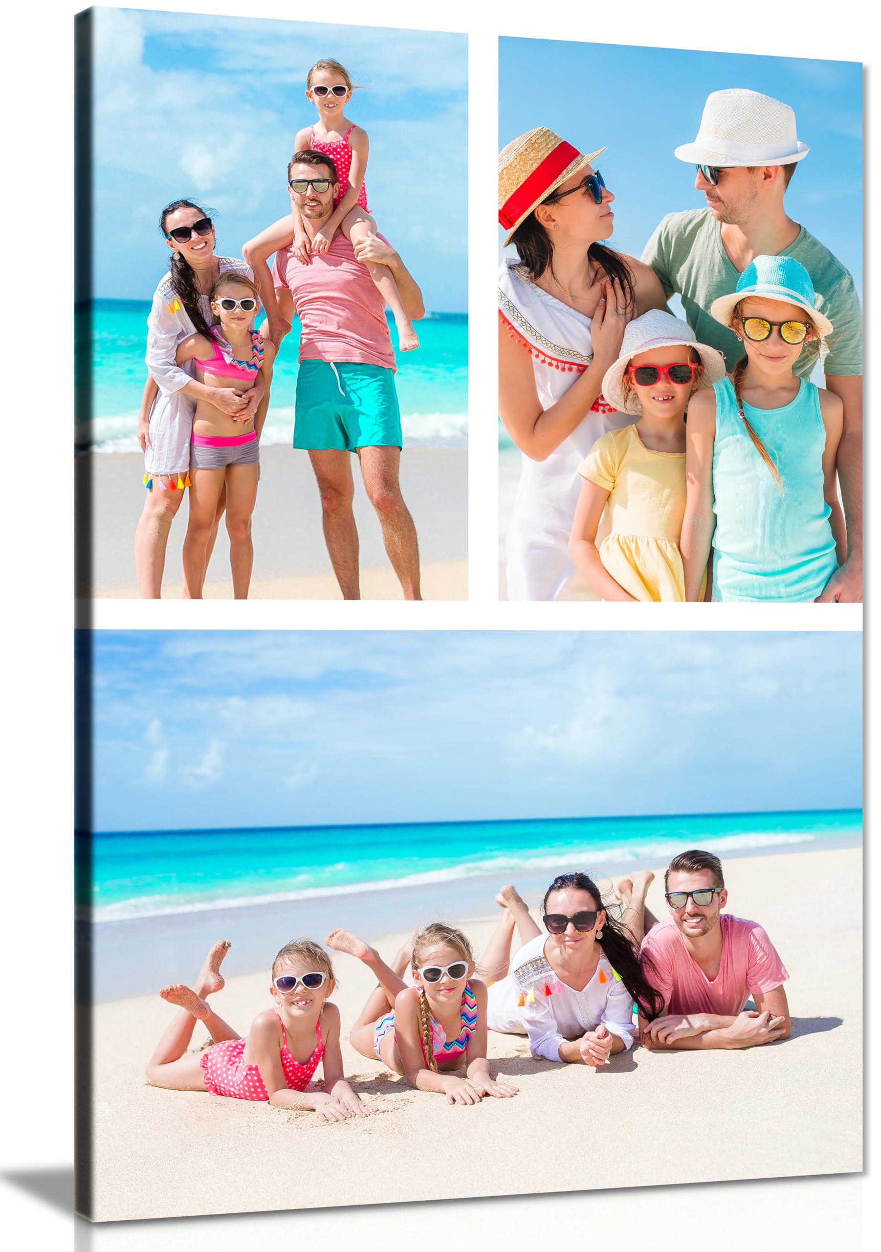 3 Photo Collage Portrait Personalised Canvas Print – Custom Photo Collage Wall Art – Multiple Sizes via “Customise Now” – Custom Printed Gift for Home & Occasions