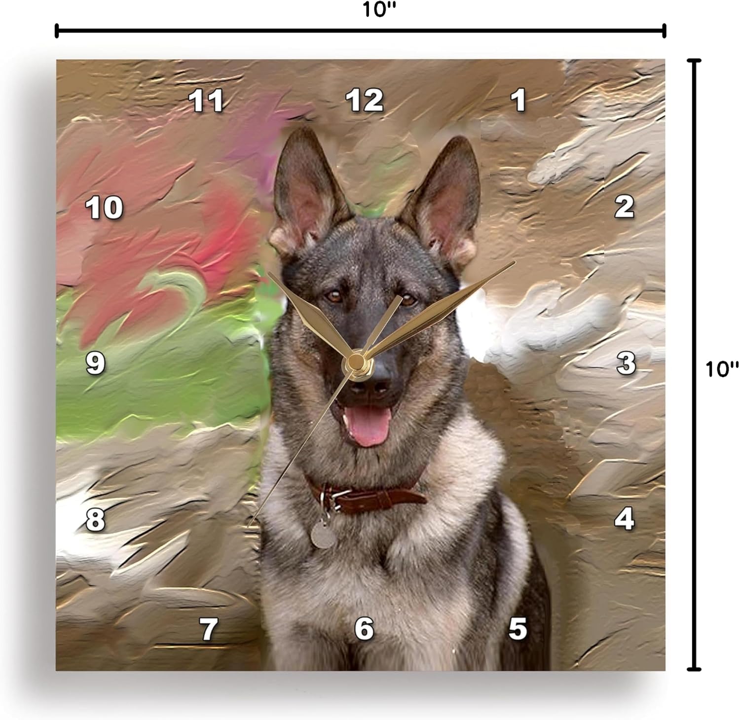 3drose German Shepherd Wall Clock, 10 by 10-Inch