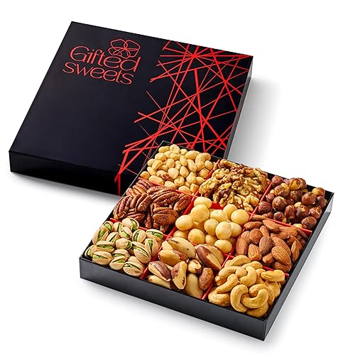 Miniatura 2 de Cesta de regalo de nueces, 9 variedades de nueces, caja de regalo grande de nueces gourmet, bandeja de regalo de nueces saludables de primera
