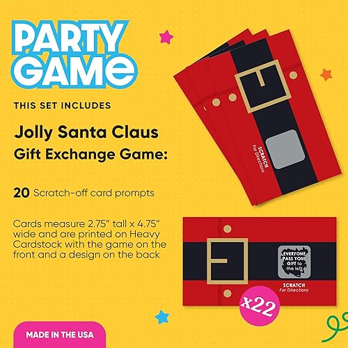 Miniatura 9 de Big Dot of Happiness Jolly Santa Claus - Christmas Party White Elephant Gift Exchange Game Scratch Off Cards - 22 Count