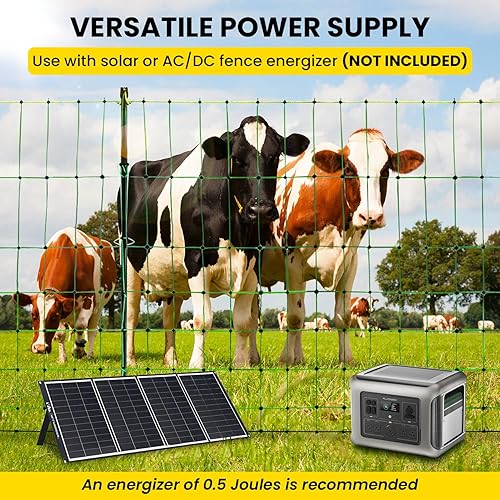 Miniatura 5 de Red eléctrica para cerca, 42.6 pulgadas de alto x 164 pies de largo, valla eléctrica antidepredadores para aves de corral, kit de cercas de