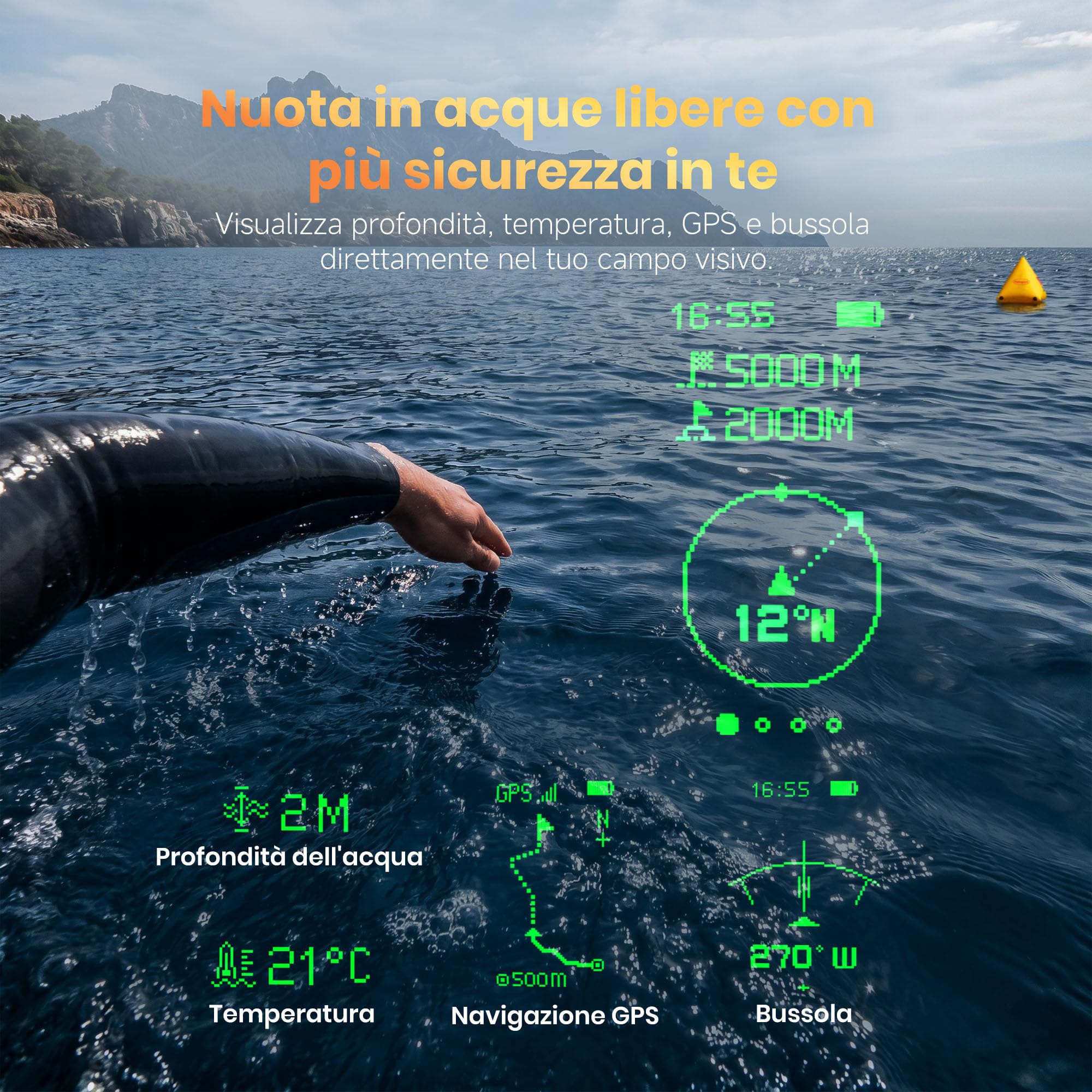 Holoswim Smart Swim Goggles 3 Pro, AR - Gafas de natación con pantalla, GPS y brújula, seguimiento de datos y planes de entrenamiento para piscina y aguas abiertas, sensor de 10 ejes, pantalla HD de