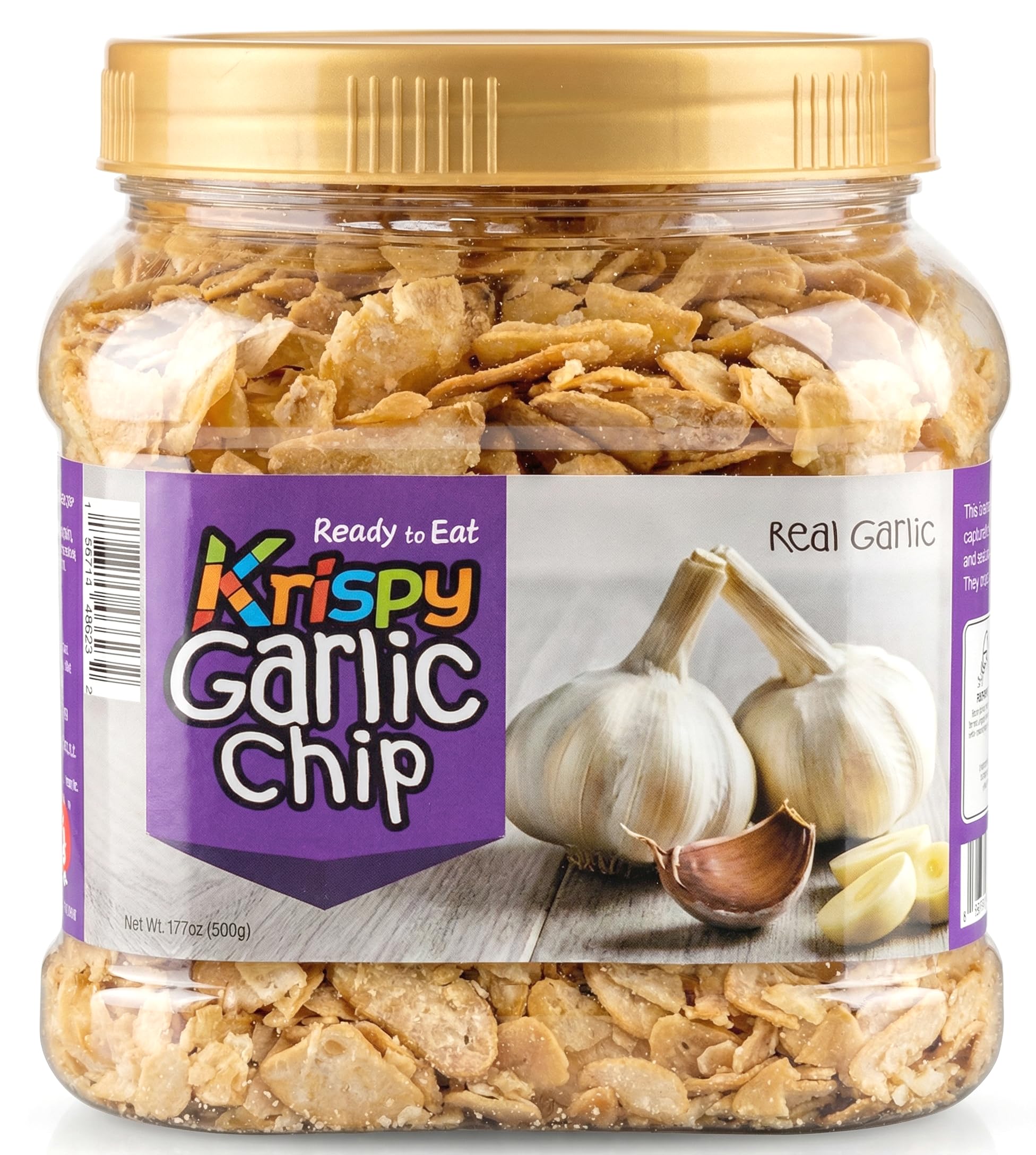 Krispy Garlic Chips - Crispy Fried Flakes, 100% Real Slices 17.7oz(500g) Voted #1 Savory Topping for Ramen, Pizza & Cooking Large Family-Sized Value
