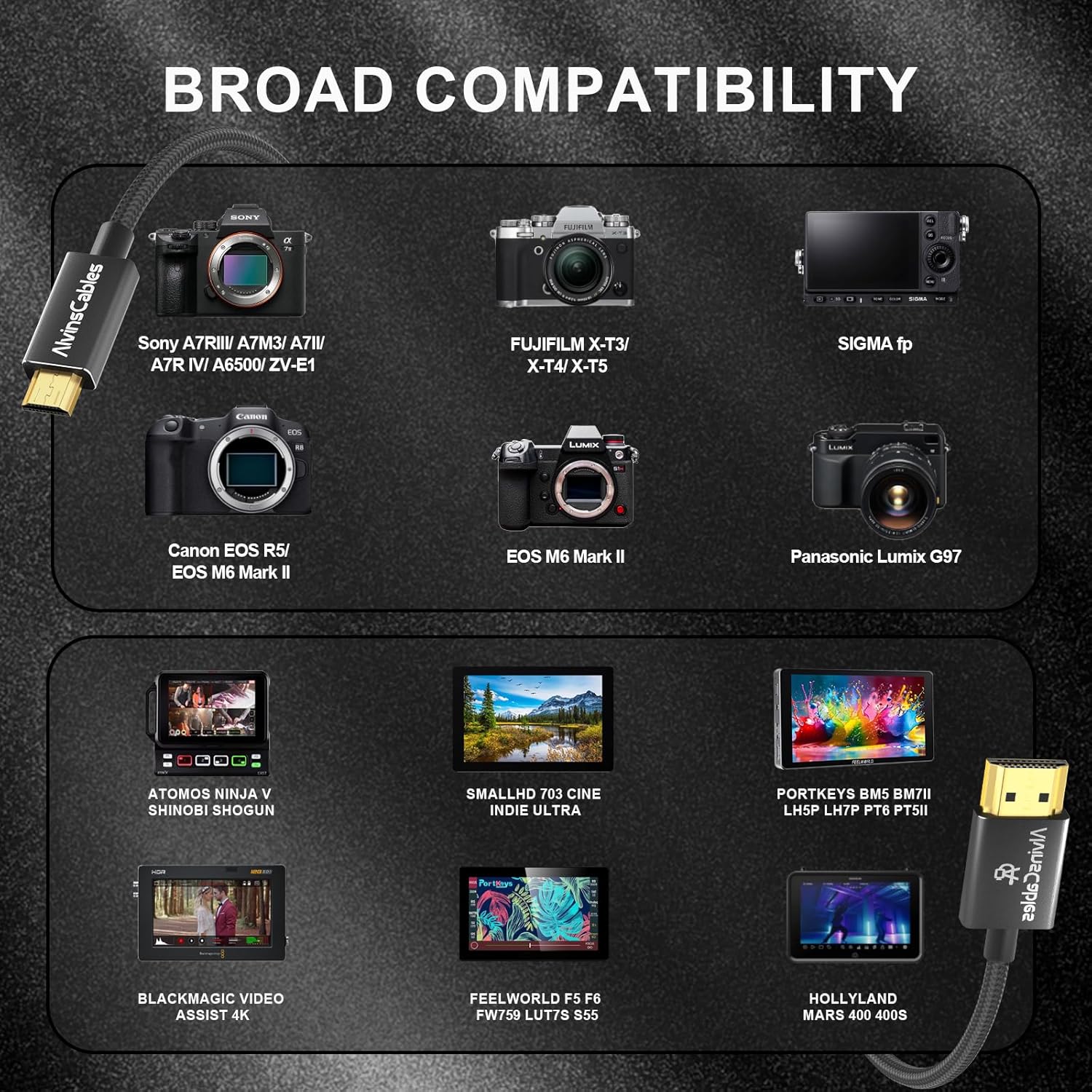 Alvin's Cables 8K 2.1 Micro-HDMI to Full HDMI Braided Cable, D to A Coiled HDMI for Atomos-Ninja-V for Canon-R5C R5 R6, for Sony A7RIII A7II A7M3 A7R IV A6500, for FUJIFILM X-T4 X-T3(18 to 28 Inch)
