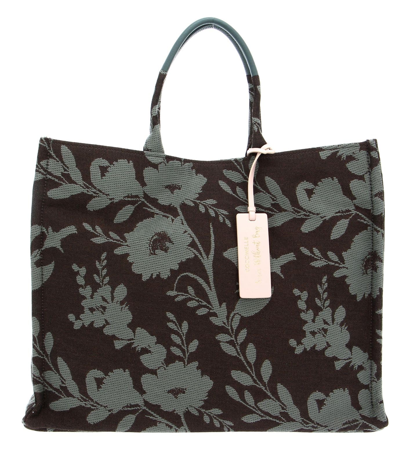 Sac à main fleur Coccinelle Never Without B. Flow jacquard vert et marron