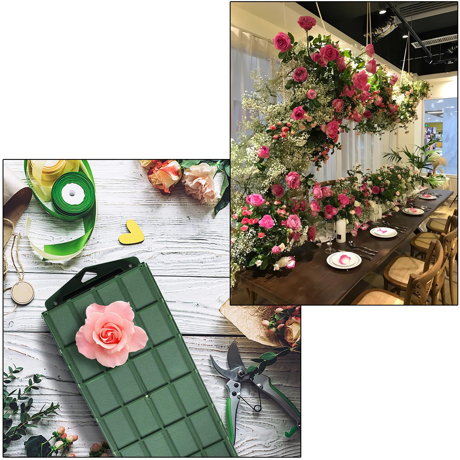 Grüner Blumenschaum Rechteckig - Blumenhalter Mit Käfig Für Frische & Künstliche Blumen | 4 Stück