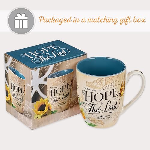 Miniatura 6 de Christian Art Gifts Taza de cerámica para café y té para mujer, 12 onzas, versículo bíblico inspirador  Hope in the Lord  Isaías 4031 con detalles